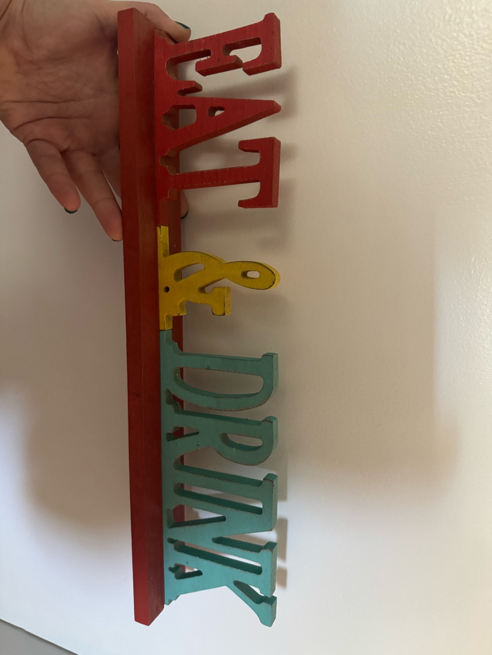 Kitchen table top sign- in Red, Yellow, and Teal